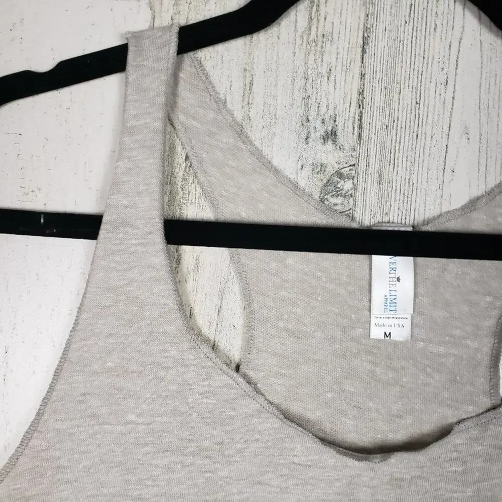 NWOT Over The Limit Apparel Oatmeal Racerback Tank Top Women's Size Medium